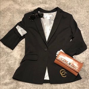 Black blazer with striped lining, size small